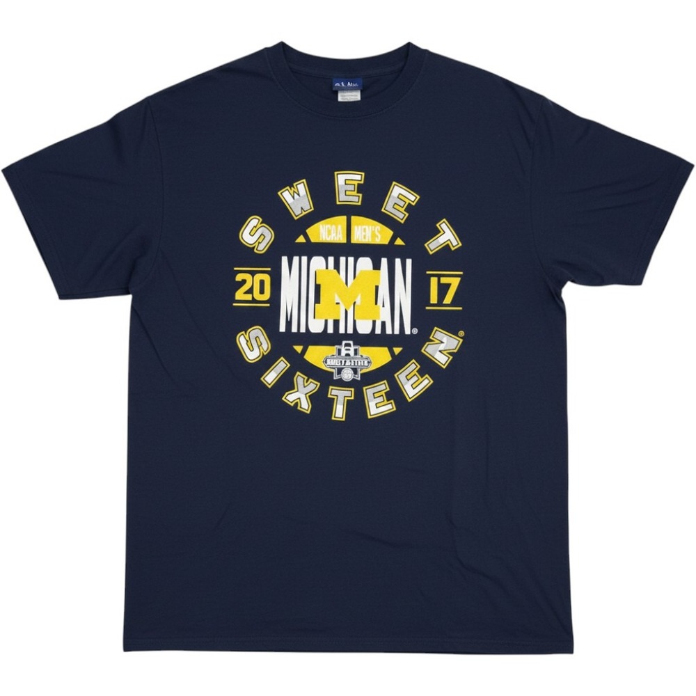Michigan Wolverines Sweet Sixteen 2017 NCAA Basketball T‎ Shirt Mens L Blue 84